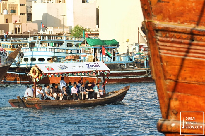 riding the abra at dubai creek