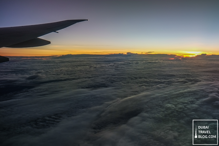 emirates flight clouds