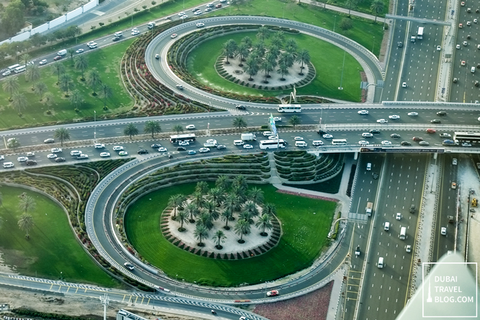 dubai highway aerial shot