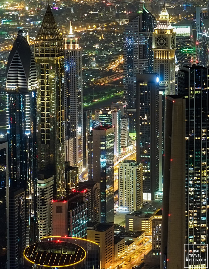 dubai skyscrapers at night