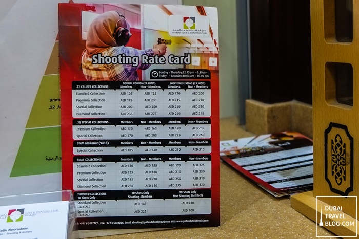 sharjah shooting club cost