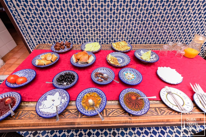 breakfast at riad tafilalet fes morocco