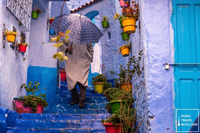 blue town chefchaouen morocco photo