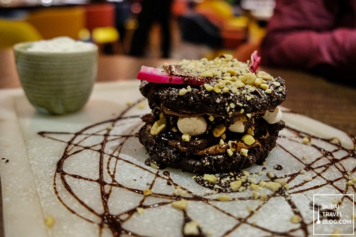 chocolate burger dessert tum tum asia dubai