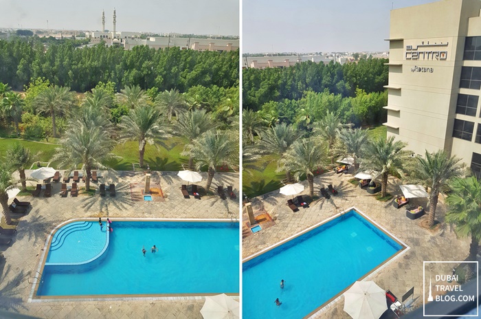 view of the pool from centro sharjah room