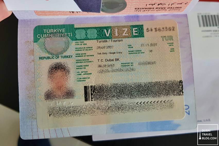 turkey visa stamp dubai vfs global