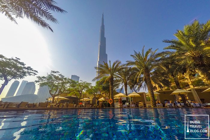 dubai pool palace view burj khalifa