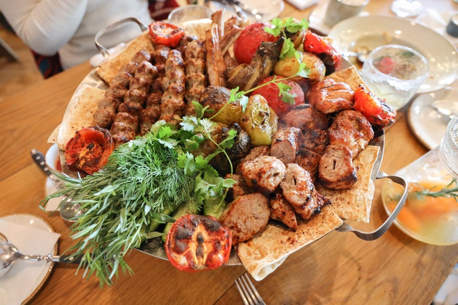 Lyulya Kebab, Shashlyk, and Grilled Vegetables