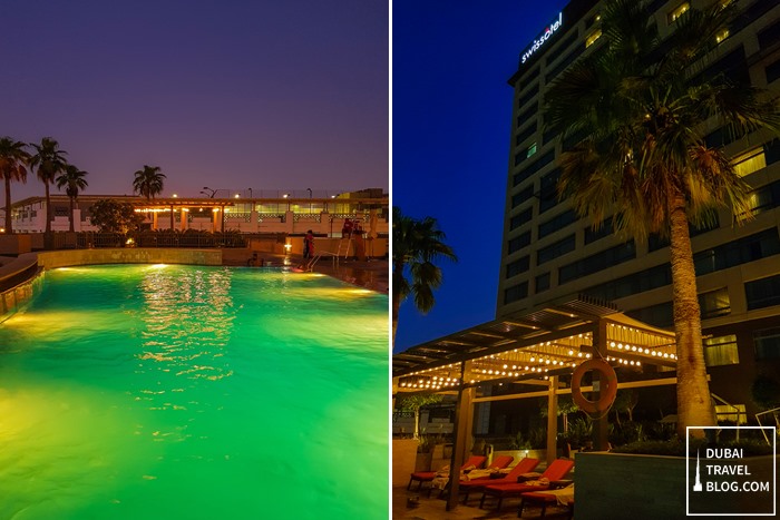 swissotel dubai pool night