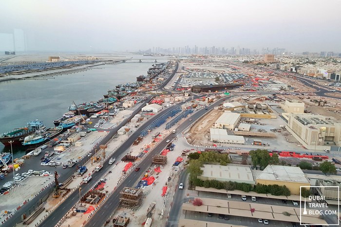 view of Dubai from Al Dawaar restaurant