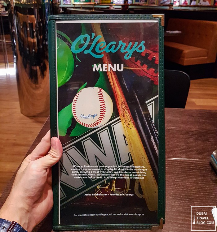 dubai olearys menu