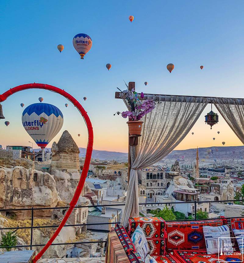 antique terrace suites view from rooftop terrace with hot air balloons