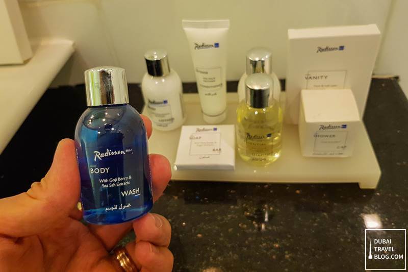 bathroom amenities at radisson blu dubai media city