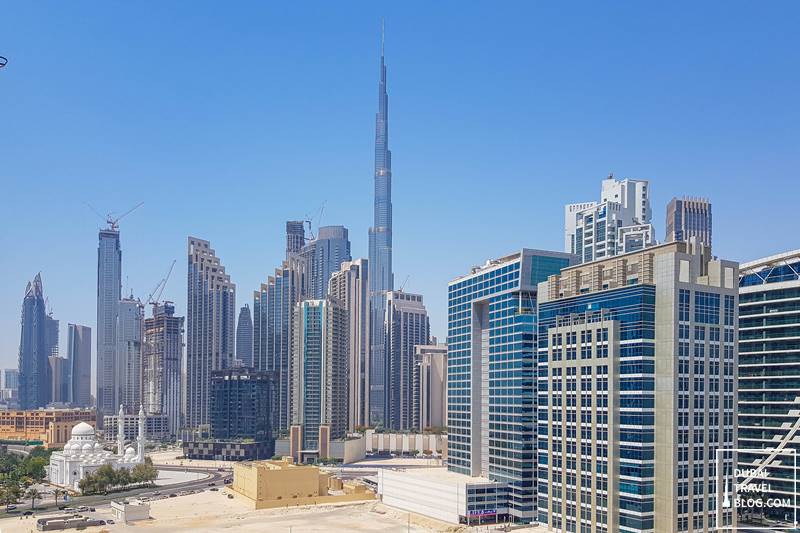 burj khalifa skyline from radisson blu dubai waterfront