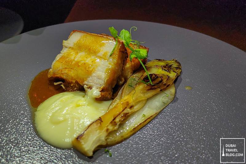 pork belly dish at certo dubai