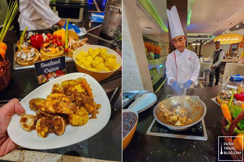 seafood cajun live station the market place marriott al jaddaf