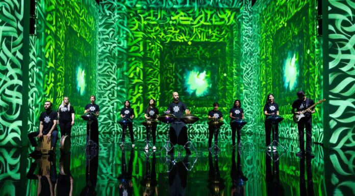 arabic calligraphy dia allam at theatre of digital art dubai