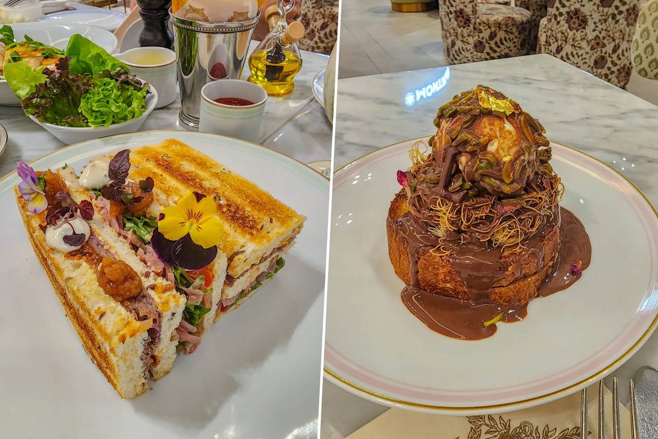 laduree roast beef sandwich and dubai chocolate french toast