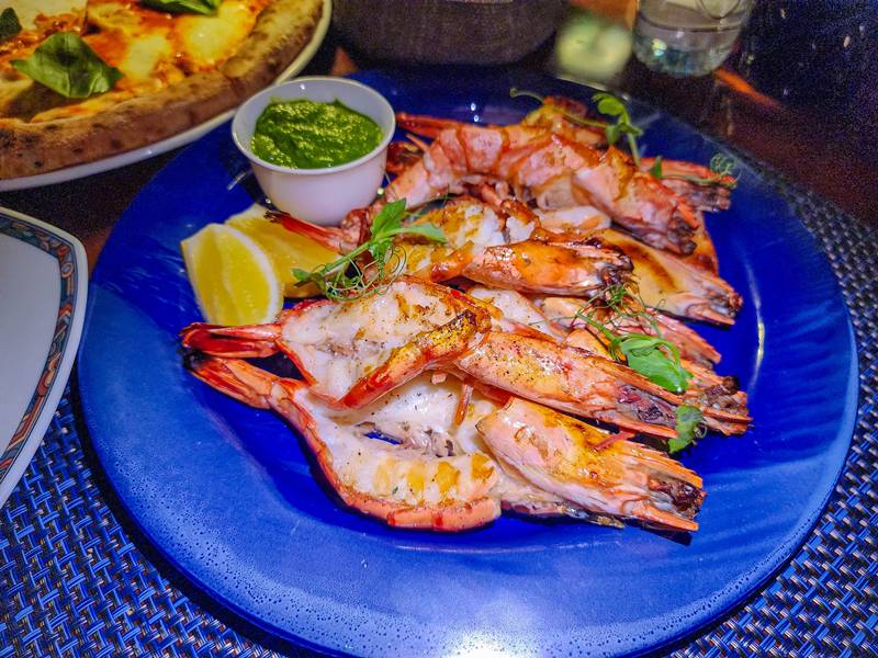 Gambas tigre en el restaurante Vivaldi